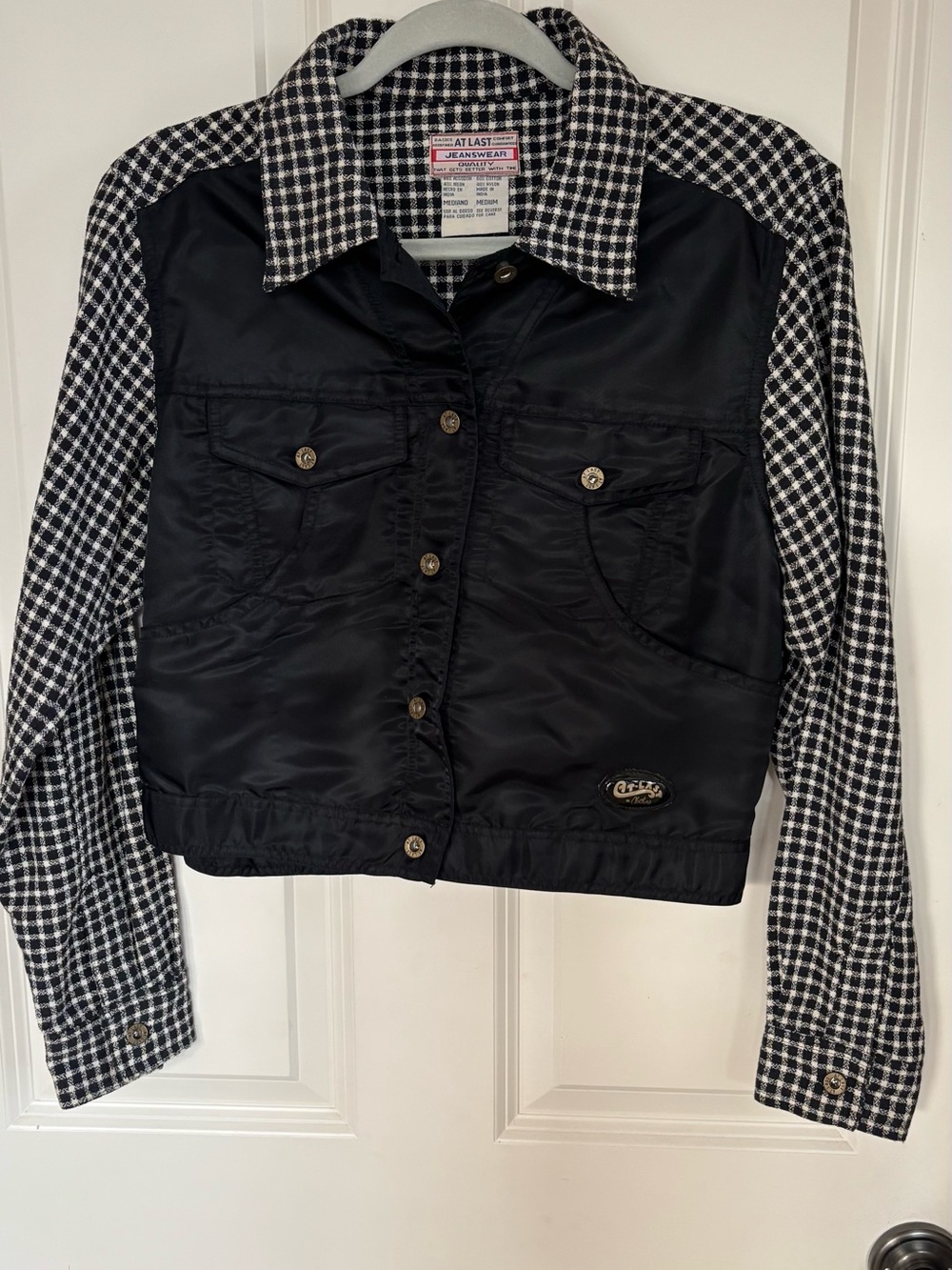 At Last Black and White Mixed-Media Jean Jacket